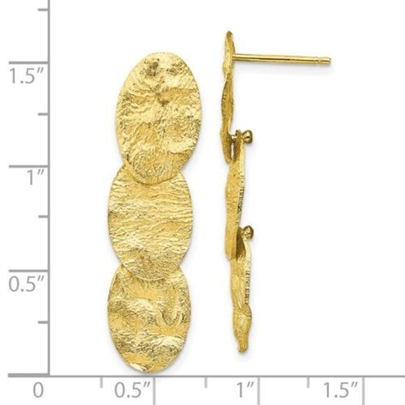 Leslie's Sterling Silver Gold-tone Textured Dangle Earrings - Picture 8 of 8